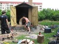 Bau neuer Lehmofen Schulhof